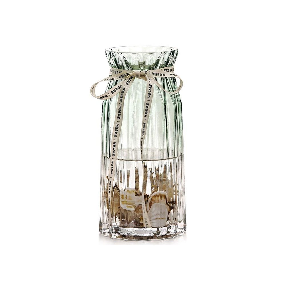 Flower Arrangement Glass Vase, Hotel Bar Home Vase Hand Blown Crystal Vase Dried Flowers Hydroponics Vase 28CM/24CM Heavy Vase Rose vases (Color : Green, Size : 12.512.528CM)