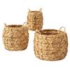 Artera Large Wicker Storage Basket - Set of 3 Woven Water Hyacinth Blanket Baskets with Handle, Natural Nesting Storage Bins for Living Room, Bedroom, Bathroom or Laundry Room view 1