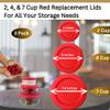 2, 4 & 7 Cup Red Replacement Lids/Covers for Pyrex, Anchor Hocking & KlareWare Storage Bowls *Lids Only Glass Container Not Included* (3 Pack *One of Each Size*) view 2