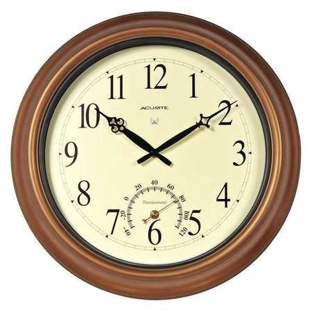 Brown Abs Plastic Frame,18 in Round Arabic Wall Clock,2041002956
