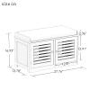 RASOO Shoe Storage Benches White Shoe Rack Bench with 2 Doors & Padded Seat Cushion in Grey Shoe Cabinet Shoe Entryway Bench with Shoe Organizer view 2