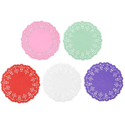 Paper Doilies, Jagrove 100 Pieces 3.5 Inches Lace Doilies Paper Colorful Decorative Round Paper Placemats Bulk for Cakes Desserts Wedding Party Tableware Decoration, 5 Colors