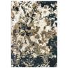 HomeRoots 3' X 6' Ivory Navy Abstract Marble Indoor Area Rug view 1