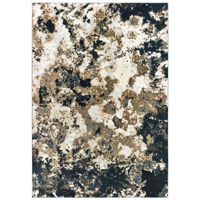 HomeRoots 5' X 8' Ivory Navy Abstract Marble Indoor Area Rug