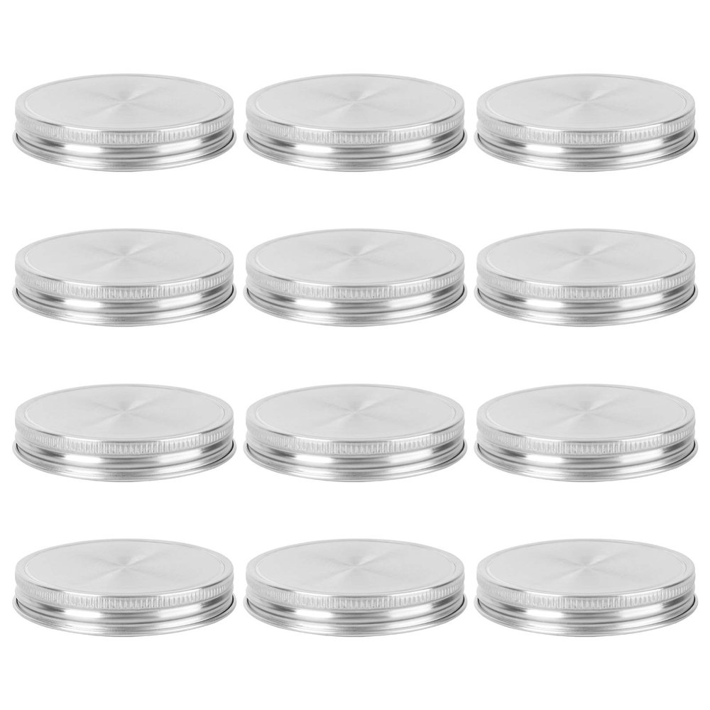 12pcs Sealing Lid Leakproof Cover Home Use Jar Lid Stainless Steel Jar Lid