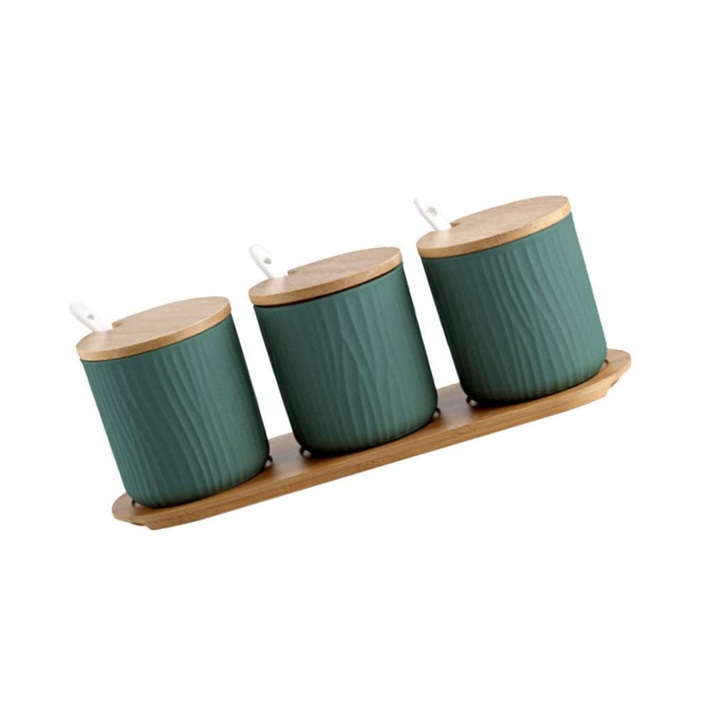Cabilock Ceramic Set Spice Jar Containers Kitchen Seasoning Storage Easy to Assemble Rustic Decor