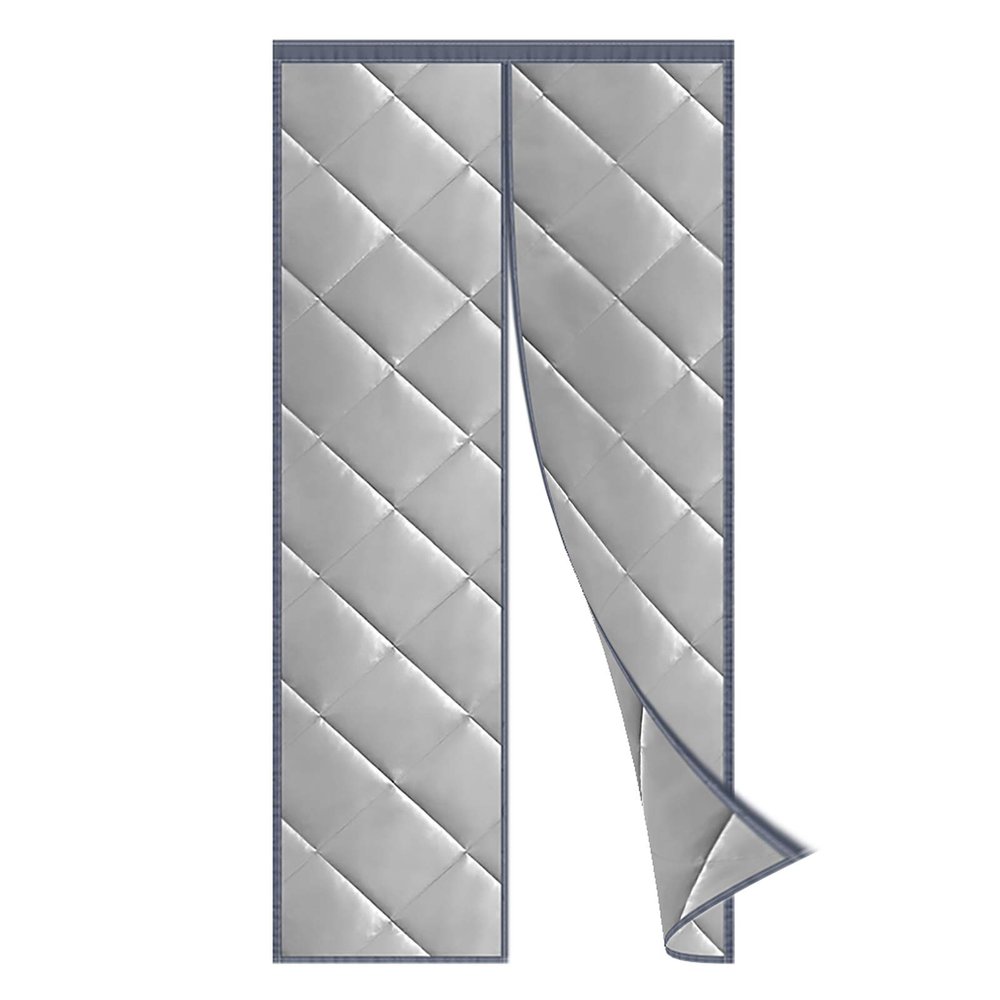 TYCIA Warm Windproof Door Curtain 31x79Inch, Heavy Duty Dustproof Door Curtains Thermal with Tape Magnetic Closure, Mute, No Gap, for Air Conditioner Heater Room/Kitchen. - Gray A
