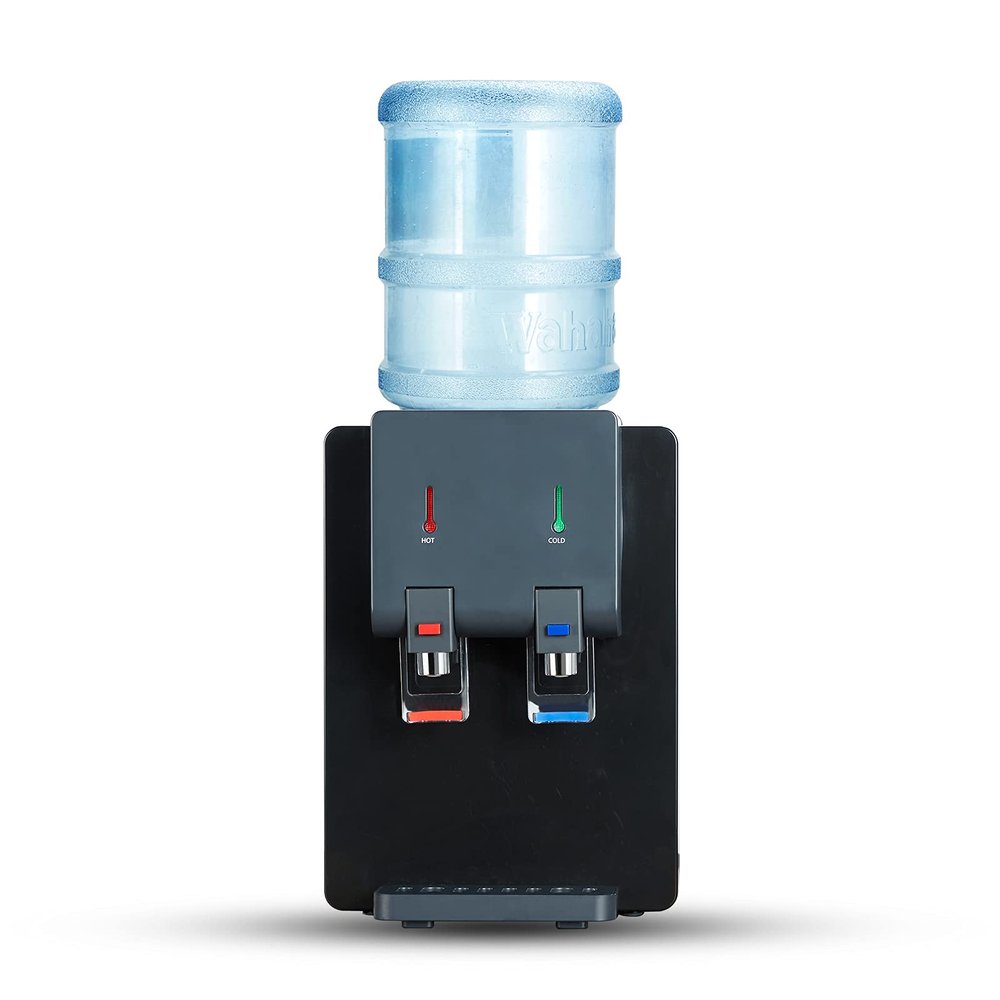 ACCVI Premium Countertop Water Cooler Dispenser, Holds 3 or 5 Gallon Jug, Top Loading, Hot and Cold Water, Child Safety Lock, Compact Design Ideal For Homes, Kitchens, Offices, Dorms, Black