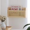 FIRADE Wood Magazine Wall Rack with PE Rattan Grid,Size 17.3" x 4" x 9.4",File Holder For Entryway,Living Room,Waiting Room,Kids room,Office view 1