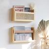 FIRADE Wood Magazine Wall Rack with PE Rattan Grid,Size 17.3" x 4" x 9.4",File Holder For Entryway,Living Room,Waiting Room,Kids room,Office view 2