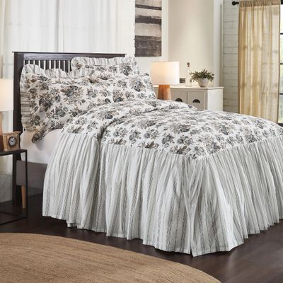 VHC Brands Annie Portabella Floral Twin Ruffled Coverlet 76x39+27