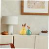 balacoo 2pcs Ceramic Rabbit Figurine Easter Bunny Figure Sculpture Ornaments Desktop Animals Ceramic Rabbit Statue Easter Party Favor (Mixed Color) view 2