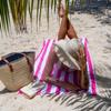 Arkwright Cali Cabana Stripe Beach Towel - Pack of 4, Soft Quick Dry 100% Cotton Terry Towels Set for Pool, Swim, and Hot Tub, 30 x 60 in, Pink view 3