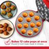 Holstein Housewares 12-Count Cake Pop Maker with Non-Stick Plates & Indicator Lights Bakes 12 Sweet or Savory Pops Fast, Perfect for Birthday Treats & Holiday Party Snacks, Red view 2
