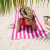 Arkwright California Cabana Stripe Beach Towel - Pack of 4, Large Soft Quick Dry 100% Cotton Terry Towels Set for Pool, Swim, and Hot Tub, Oversized 30 x 70 in, Pink view 3