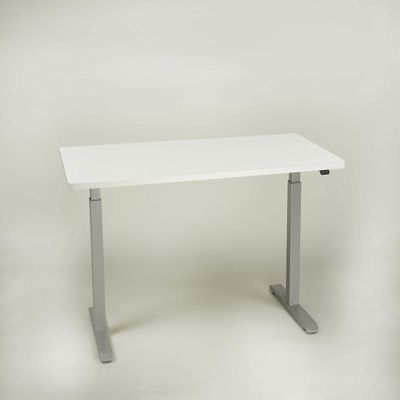 Albert Office KEEN 2 Electric Height-Adjustable Computer Desk (Silver/White, 48 x 28 x 1)