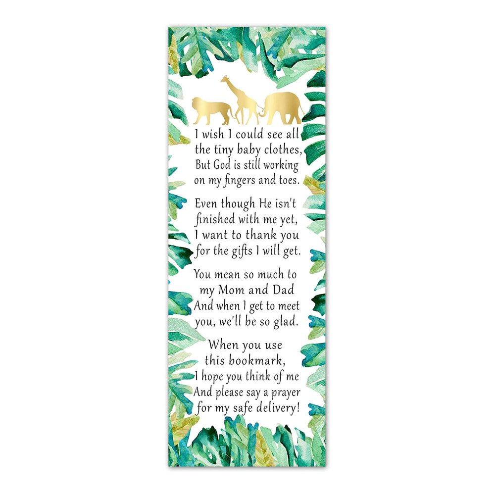 30 bookmarks jungle baby shower favors gold greenery personalized