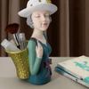 1pc Girl with Basket Ornament Resin Craft Decor Back Basket Girl Adornment Desktop Storage Decoration Resin Craft Back Ornament Lovely view 3