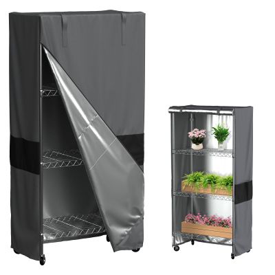 MOLLYAIR Multi-Use 600D Oxford Shelf Cover 36 x 18 x 54 Inches - Light-Blocking Plant Rack Shroud Dust Protector - Grey Black Two-Tone Enclosure for Indoor Gardening, 3D Printers, and Hobby Gear