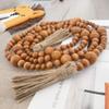 Anntool Wood Bead Garland 7.4 Feet, Rustic Brown Wooden Beaded Garland for Holiday Decor, Farmhouse Wall Hanging Ornament for Home Decor, Prayer Beads Gift view 2