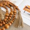 Anntool Wood Bead Garland 7.4 Feet, Rustic Brown Wooden Beaded Garland for Holiday Decor, Farmhouse Wall Hanging Ornament for Home Decor, Prayer Beads Gift view 4