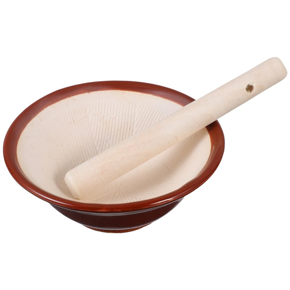 DOITOOL Ceramic Grinding Bowl with Pestle for Kitchen Use Traditional 4.13 Inch Spice and Garlic Grinder Bowl for Baby Food and Condiment Preparation