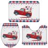 3 Pieces Bathroom Rugs and Mats Sets American Patriotic Gnome on Farm Truck, Non Slip Water Absorbent Bath Rug, Toilet Seat/Lid Cover, U-Shaped Toilet Mat, Home Decor Doormats Stars and Buffalo Grid view 1