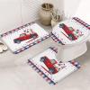 3 Pieces Bathroom Rugs and Mats Sets American Patriotic Gnome on Farm Truck, Non Slip Water Absorbent Bath Rug, Toilet Seat/Lid Cover, U-Shaped Toilet Mat, Home Decor Doormats Stars and Buffalo Grid view 2