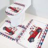 3 Pieces Bathroom Rugs and Mats Sets American Patriotic Gnome on Farm Truck, Non Slip Water Absorbent Bath Rug, Toilet Seat/Lid Cover, U-Shaped Toilet Mat, Home Decor Doormats Stars and Buffalo Grid view 4