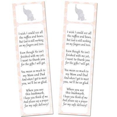 30 bookmarks elephant pink girl baby shower favors personalized