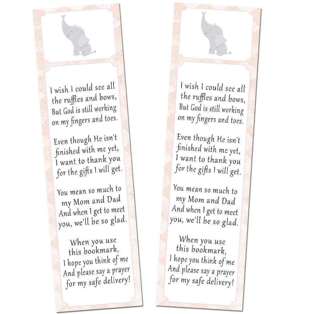 30 bookmarks elephant pink girl baby shower favors personalized