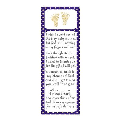 30 bookmarks gold navy blue footprints baby shower favors personalized