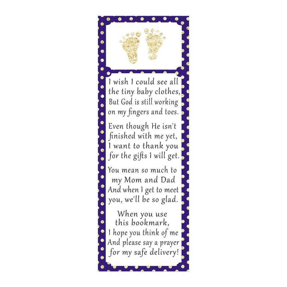 30 bookmarks gold navy blue footprints baby shower favors personalized