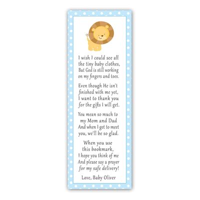 30 bookmarks jungle lion cub boy baby shower favors blue personalized