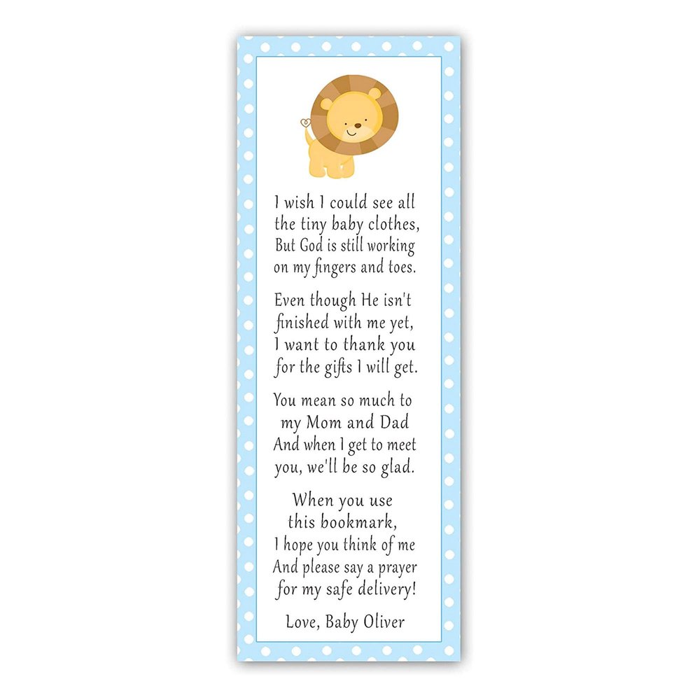 30 bookmarks jungle lion cub boy baby shower favors blue personalized