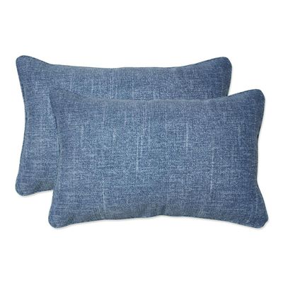 Pillow Perfect Tory Solid Indoor/Outdoor Lumbar Pillow Plush Fill, Weather and Fade Resistant, Lumbar - 11.5" x 18.5",, Blue, 2 Count