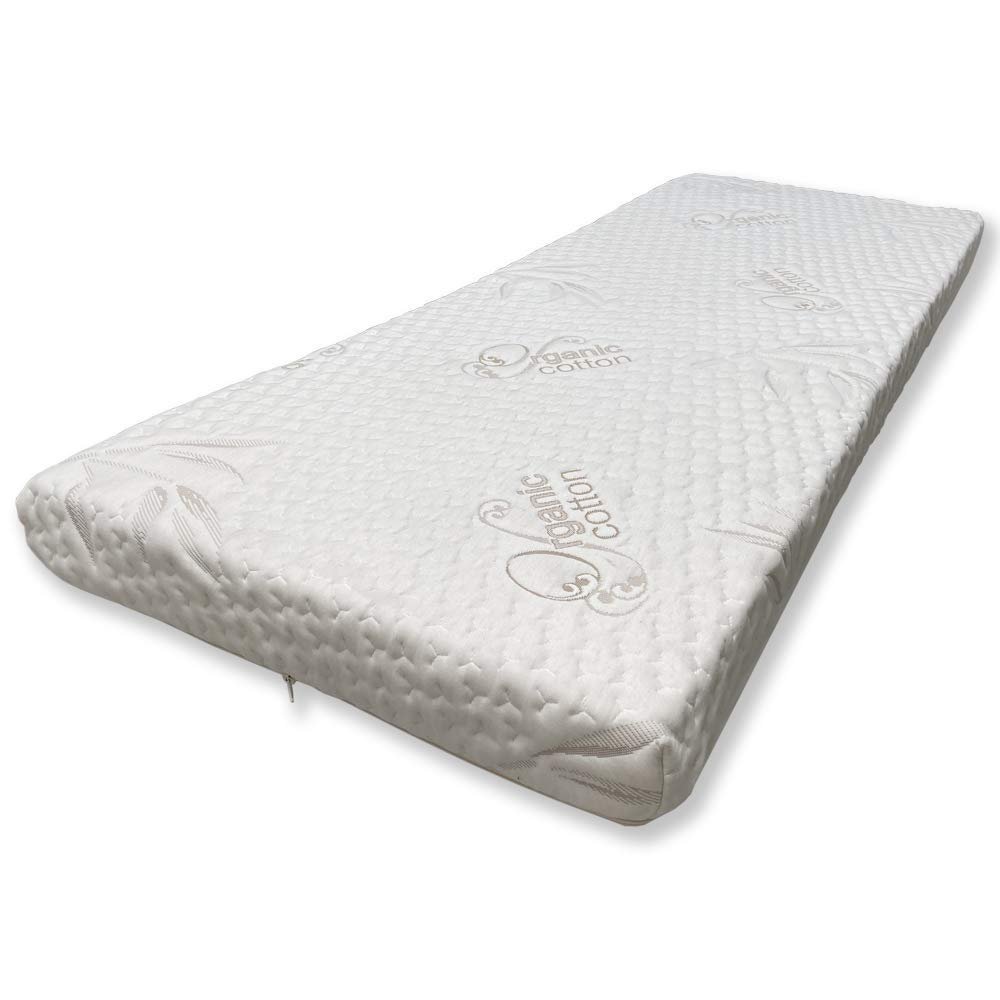 Foamma 5 Inch High Density Foam Mattress for Rollaway Bed/Folding Guest Bed, Washable Organic Cotton Cover, Frame not Included, Cot Size (5" x 31" x 75")