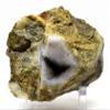 Large 5.2" 3.1LBs Banded Blue Chalcedony w/Open Quartz Druzy Geode Cluster SW UV Reactive Natural Sparkling Gemstone Crystal Mineral Rough Specimen - Malawi view 3