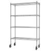 Auslar 4-Shelf Storage Shelves with Casters Heavy Duty 4 Tiers Rolling Cart Utility Racks Adjustable Wire Metal Shelving, Chrome view 1