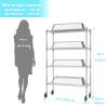 Auslar 4-Shelf Storage Shelves with Casters Heavy Duty 4 Tiers Rolling Cart Utility Racks Adjustable Wire Metal Shelving, Chrome view 4