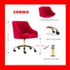 ZOBIDO Comfy Home Office Task Chair with Wheels, Cute Modern Upholstered Velvet Seashell Back Adjustable Swivel Vanity Desk Chair, for Women, for Kids, for Girls, Living Room, Bedroom, (Red) view 3