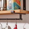 60cm Floating Shelves Wall Mounted,Rustic Wood Wall Storage Shelf,with Towel Bar and 6 Removable Hooks,Decorative Wall Shelf,Load Capacity 15kg,for Bathroom, Bedroom, Living Room view 2