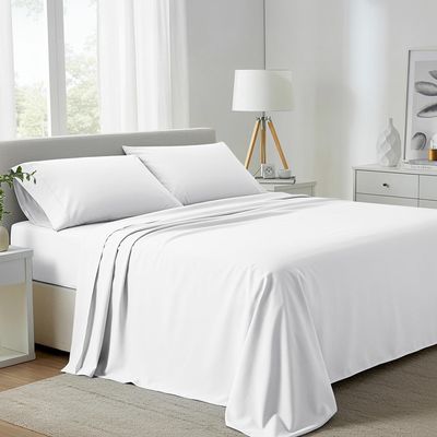 Carressa Linen California King Egyptian Cotton Sheets - 800 High Thread Count Egyptian Cotton Cal King Sheets (4 PC, Crisp White), Soft, Cooling, 16" Deep Pocket Sateen Weave Luxury Hotel Bed Sheet