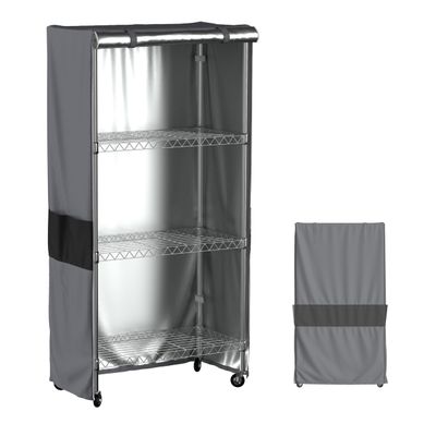 MOLLYAIR Multi-Use 600D Oxford Shelf Cover 48 x 18 x 72 Inches - Light-Blocking Plant Rack Shroud Dust Protector - Grey Black Two-Tone Enclosure for Indoor Gardening, 3D Printers, and Hobby Gear