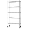 Auslar 5-Shelf Storage Shelves with Casters Heavy Duty 5 Tiers Rolling Cart Utility Racks Adjustable Wire Metal Shelving, 14" x 36" x 76.5", Chrome view 1