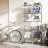 Auslar 5-Shelf Storage Shelves with Casters Heavy Duty 5 Tiers Rolling Cart Utility Racks Adjustable Wire Metal Shelving, 14" x 36" x 76.5", Chrome view 2