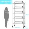Auslar 5-Shelf Storage Shelves with Casters Heavy Duty 5 Tiers Rolling Cart Utility Racks Adjustable Wire Metal Shelving, 14" x 36" x 76.5", Chrome view 4