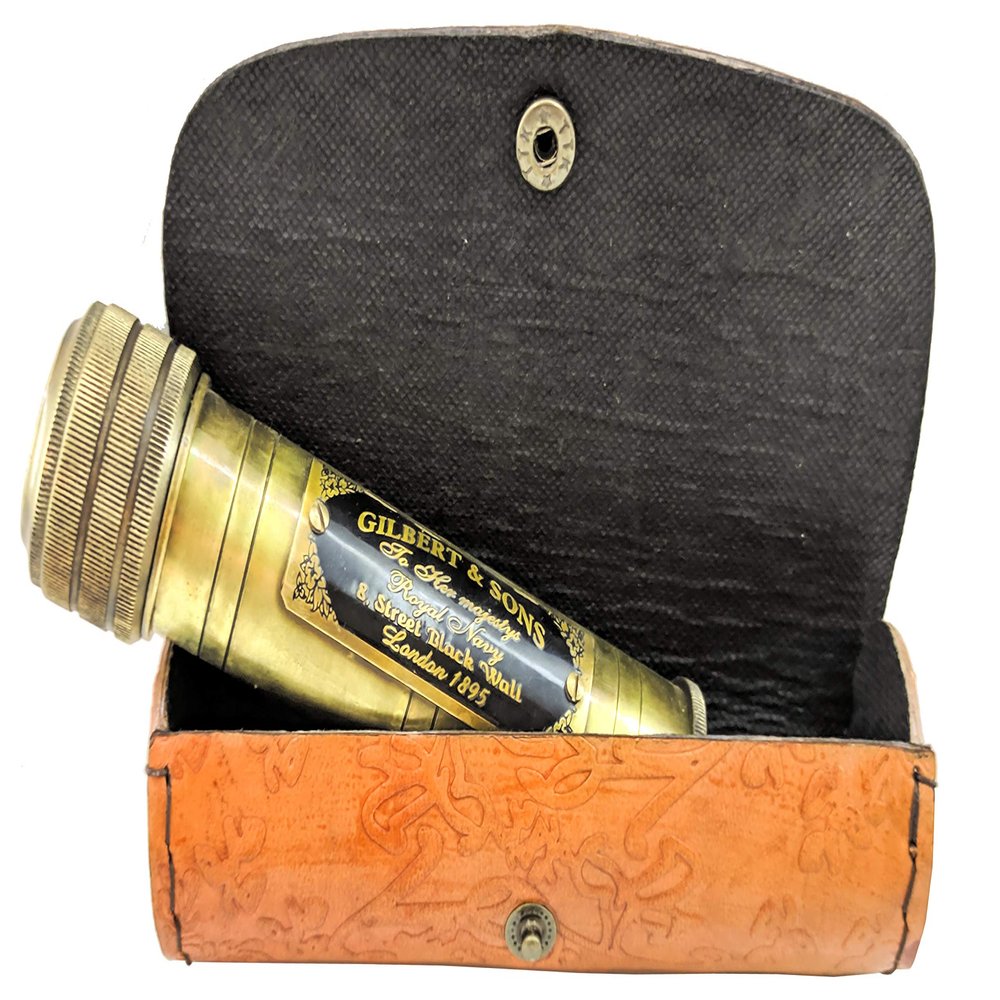 Vintage Nautical Mart Brass Handmade Kaleidoscope with Stamped Leather Box,Kids Gift,Husband Gift,Engraved Gift Unique Gift,Birthday Gift,Graduation Gift,Working Kaleidoscope Ever,5inchinch