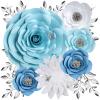 3D Blue Roses Artificial Flowers, Large Paper Flowers Decorations for Wall with Butterfly Stickers, Fake Flower Wall Decor for Baby Boy Nursery Room, Wedding Centerpiece, Party Backdrop view 1