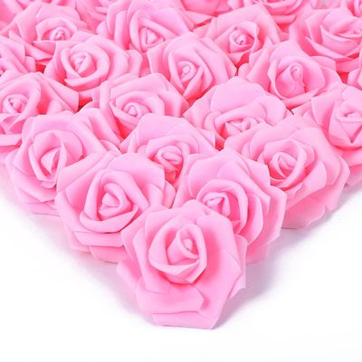 IPOPU 100 Pcs Artificial Rose Flower Heads Real Looking Baby Pink Fake Roses Flowers Foam Blush Roses for DIY Wedding Centerpieces Party Baby Shower Banquet Home Decorations (Pink, Stemless)